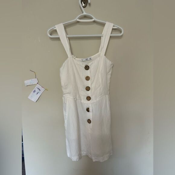 Mango White Button Up Linen Romper - Picture 4 of 12